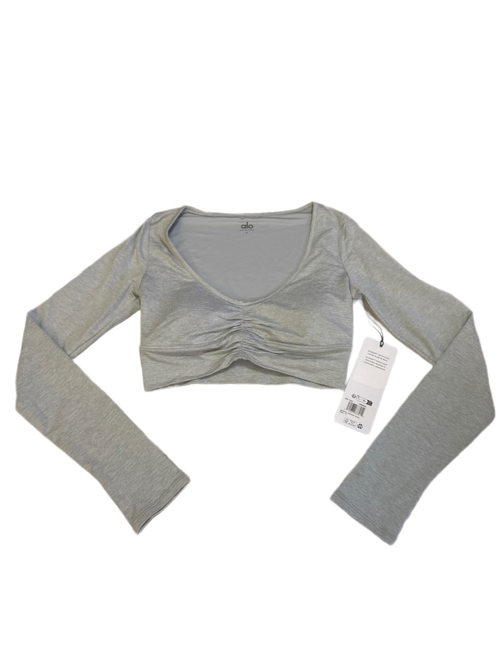 ALO Alosoft Intuition Long Sleeve Bra Heather Gray Small NWT